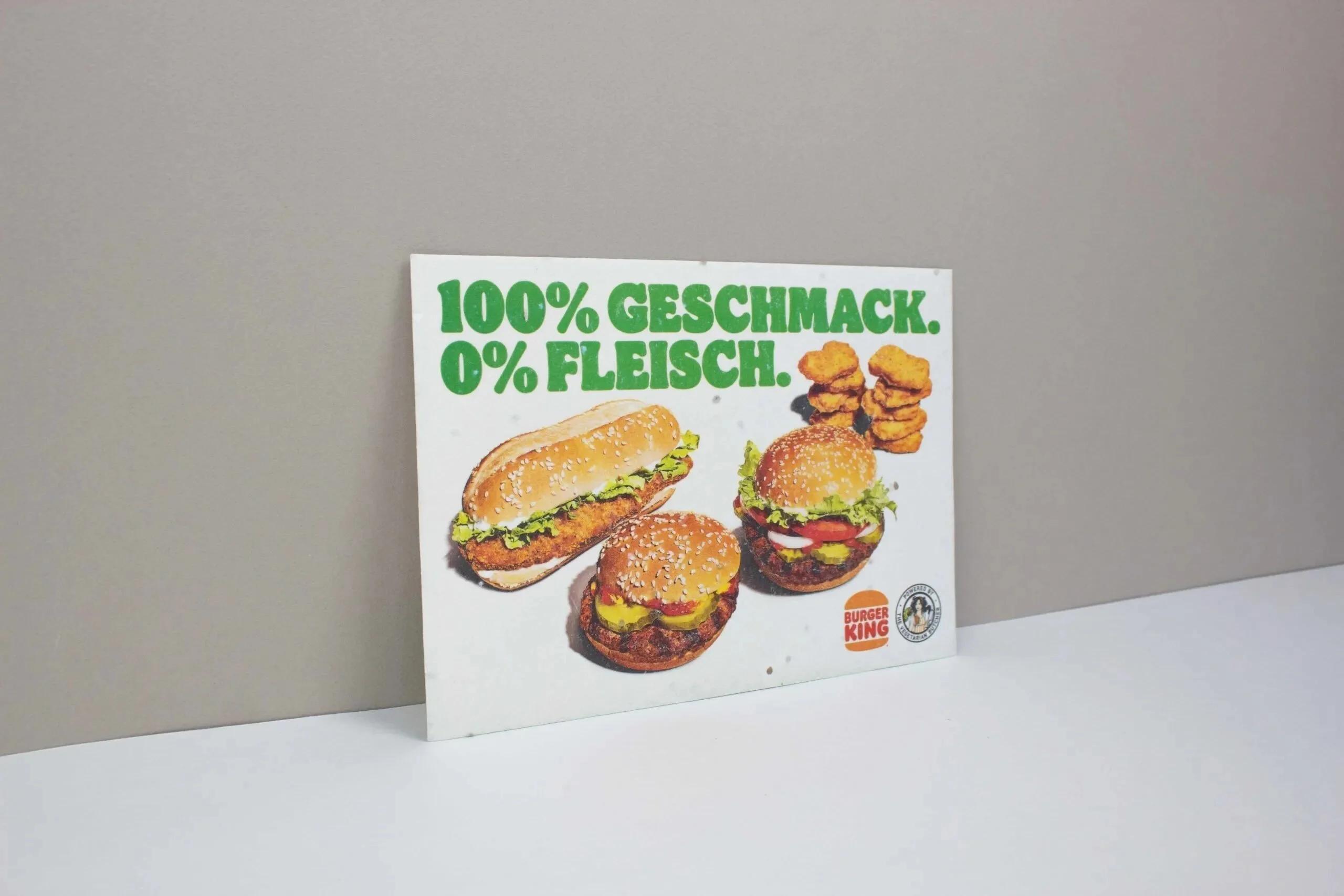 Flyers de papel con semillas de tomate para la nueva carne vegana de Burger King