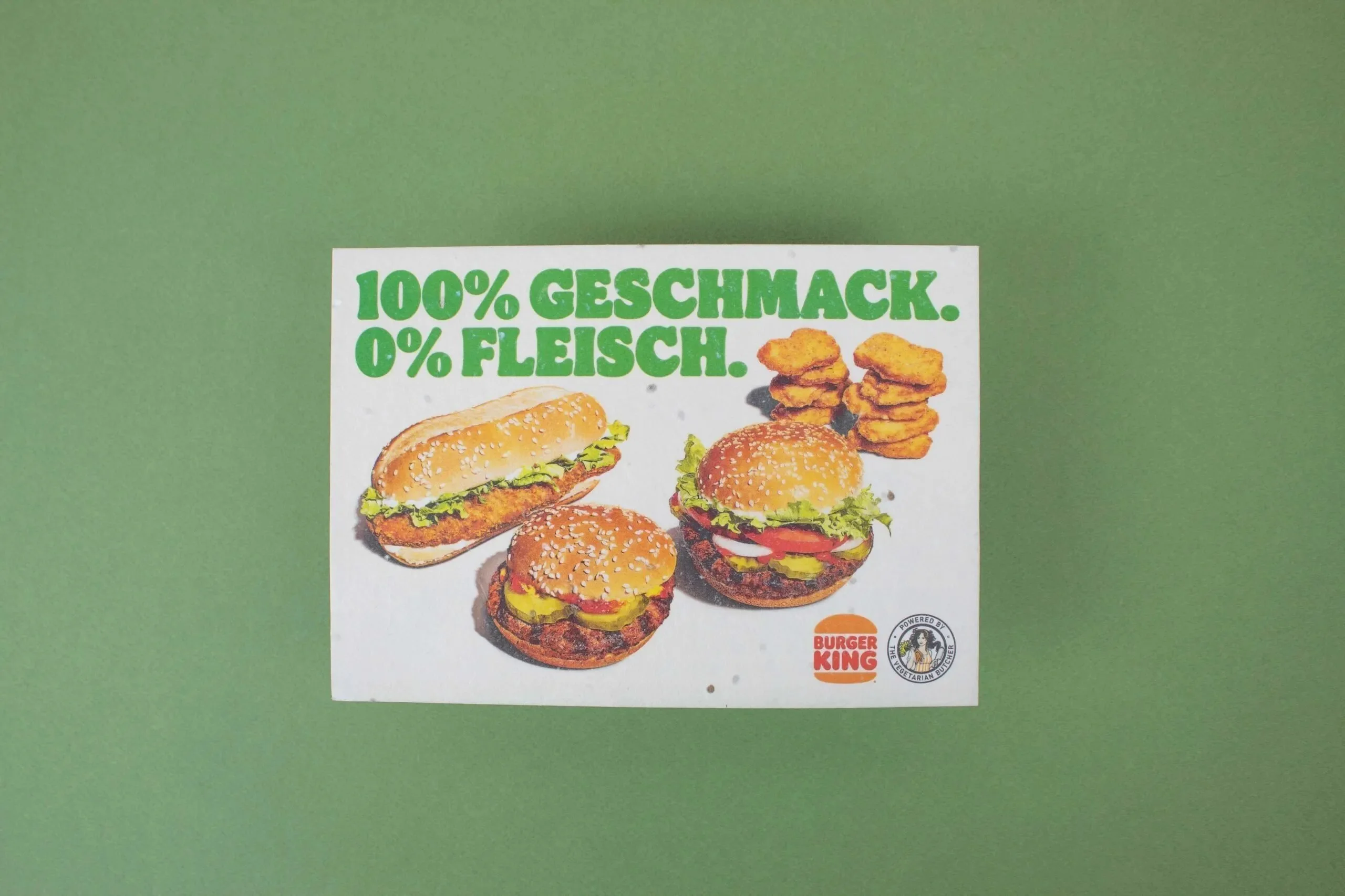 Flyers de papel con semillas de tomate para la nueva carne vegana de Burger King