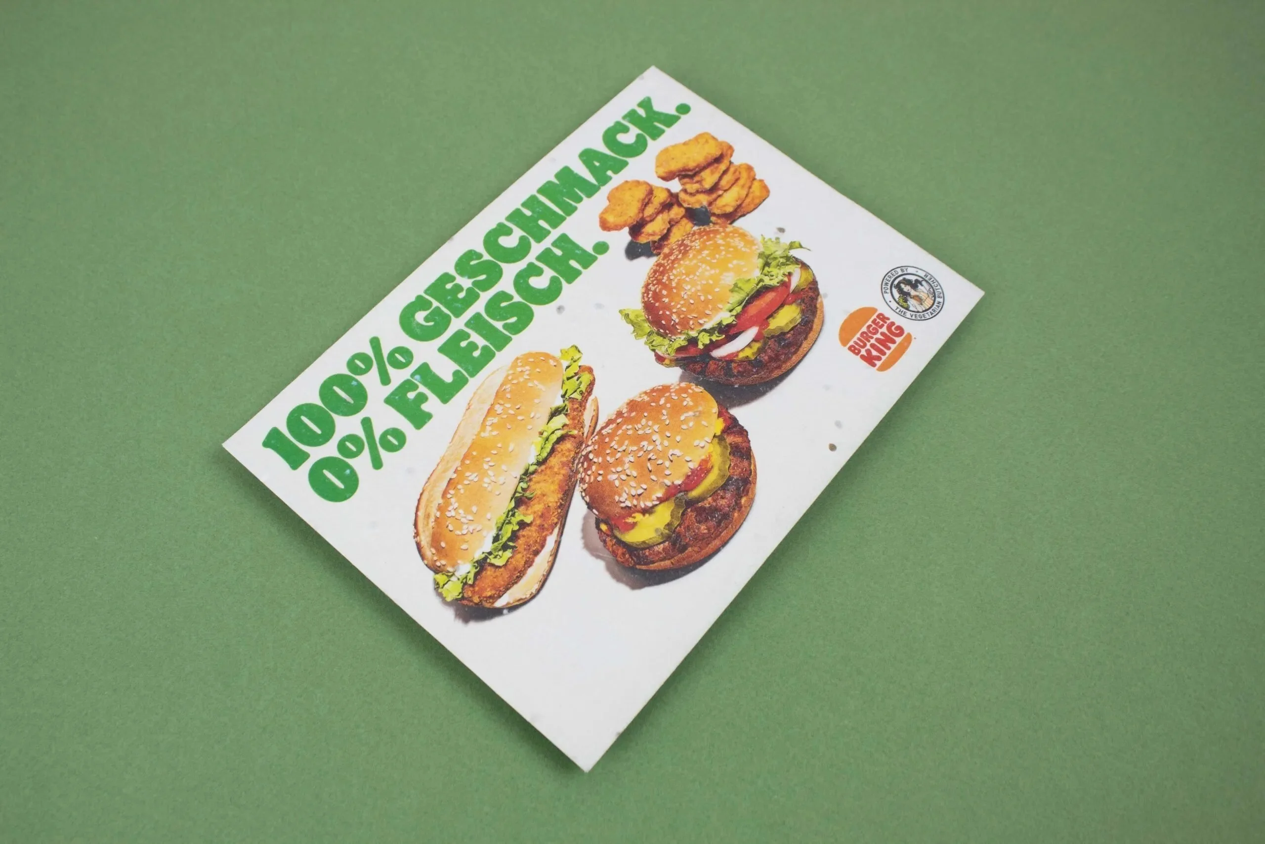 Flyers de papel con semillas de tomate para la nueva carne vegana de Burger King