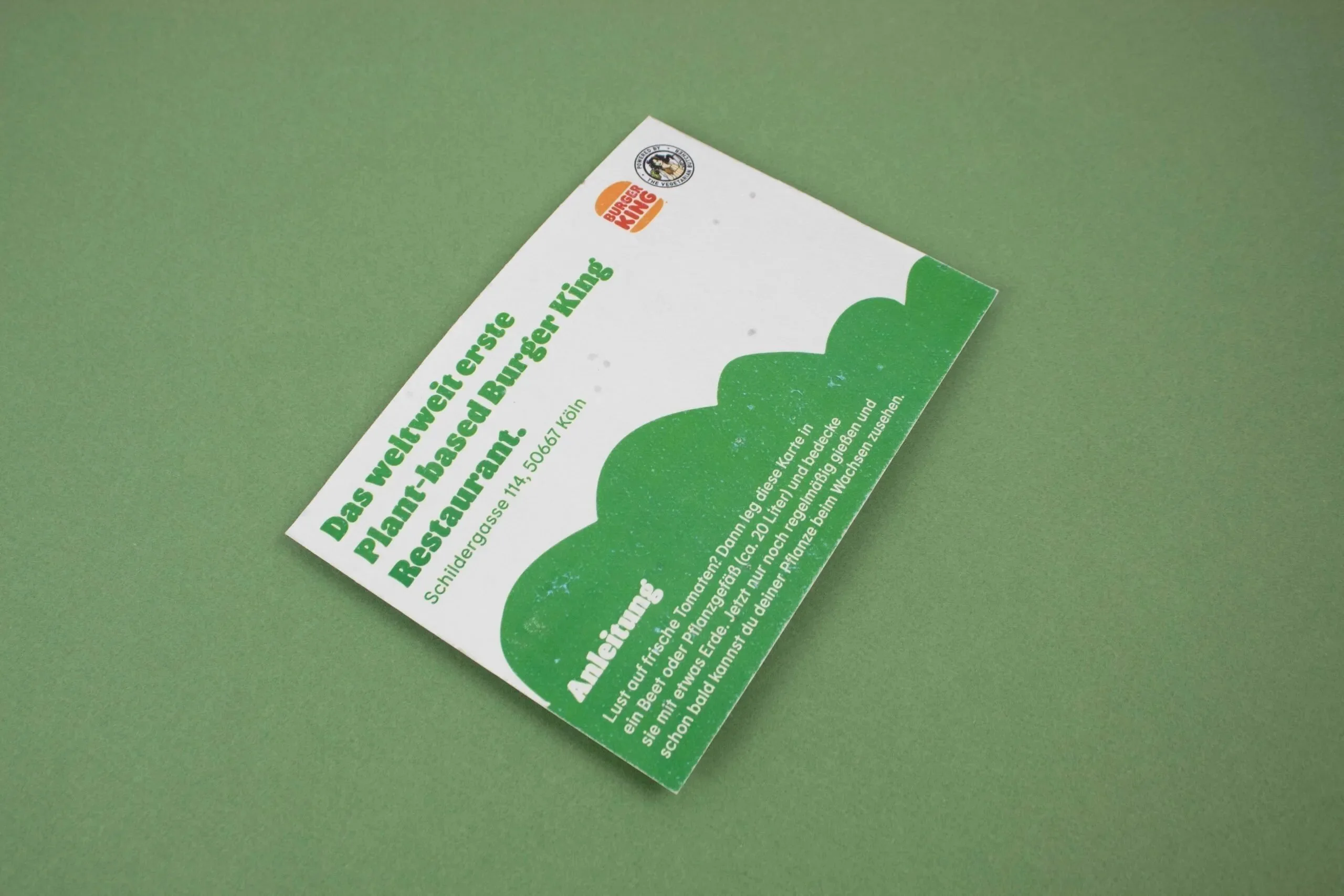 Flyers de papel con semillas de tomate para la nueva carne vegana de Burger King