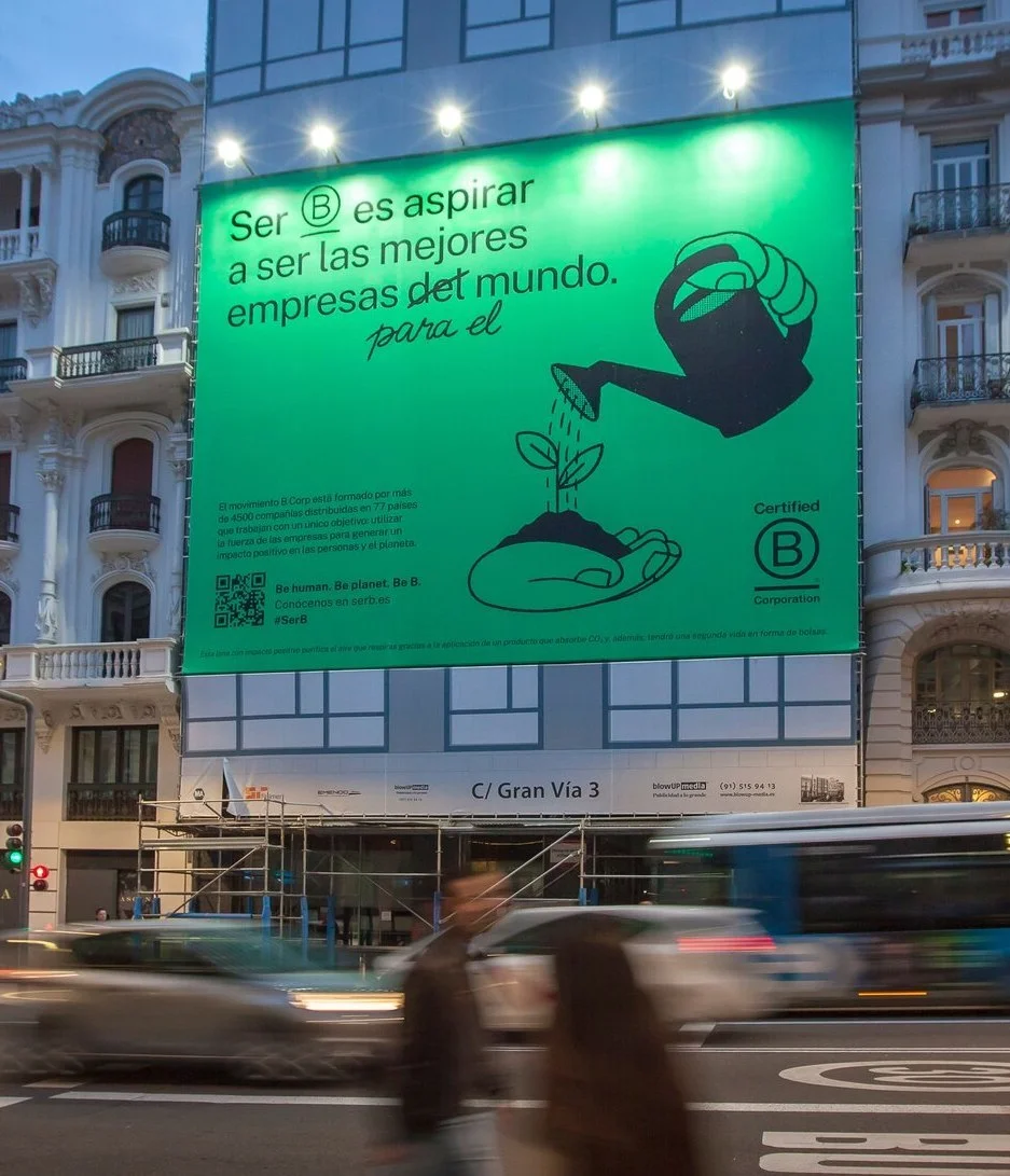 Lona publicitaria verde bcorp