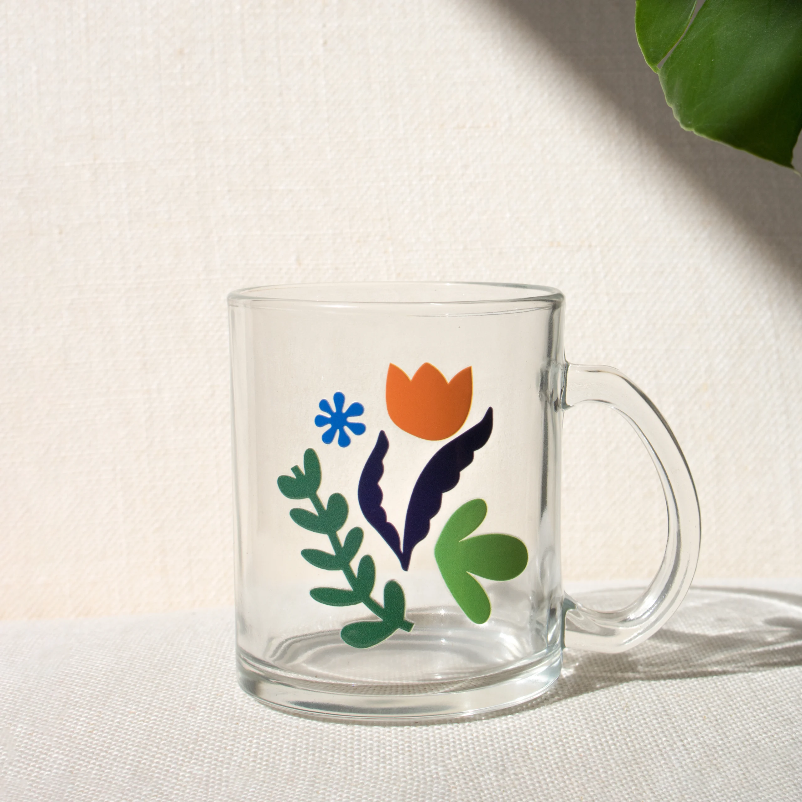 Taza de cristal personalizada con logo de colores