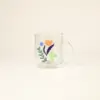 Taza de cristal con asa personalizada con logo de colores