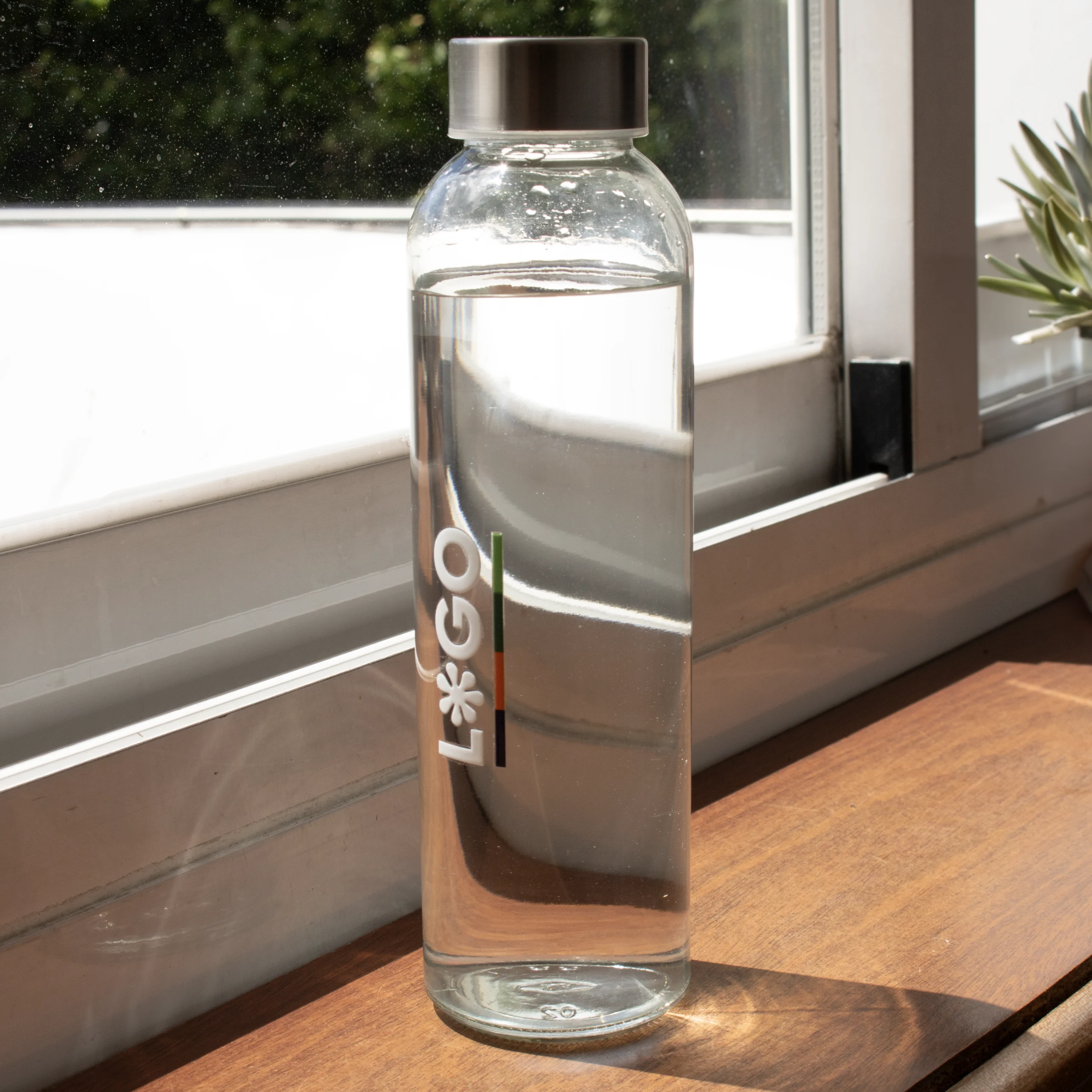 Botella de cristal personalizada Sol Botella de cristal personalizada ventana al sol