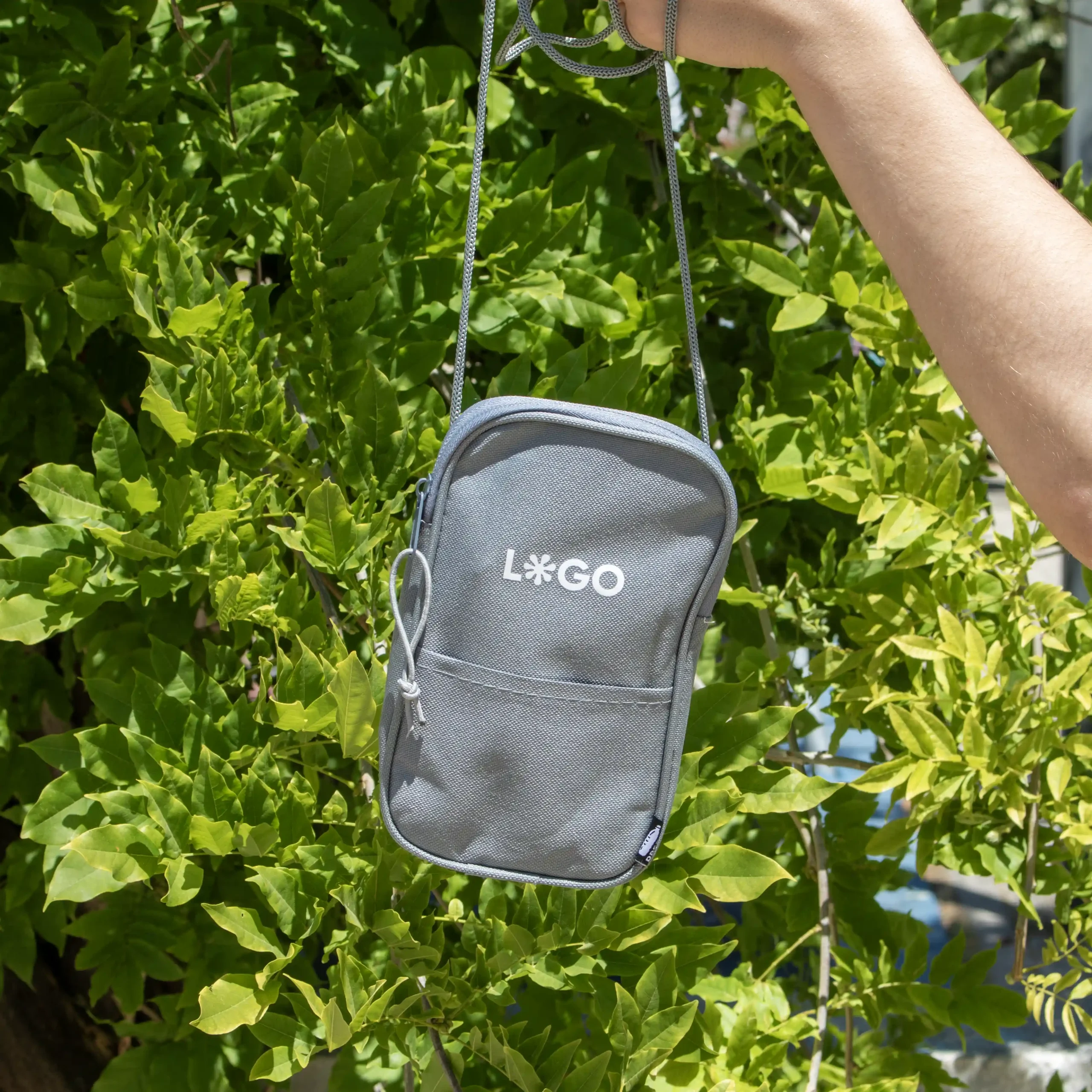 Personalized fanny pack for cell phone, gray, hand-hung