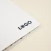 Cuaderno papel de piedra blanco personalizado logo azul