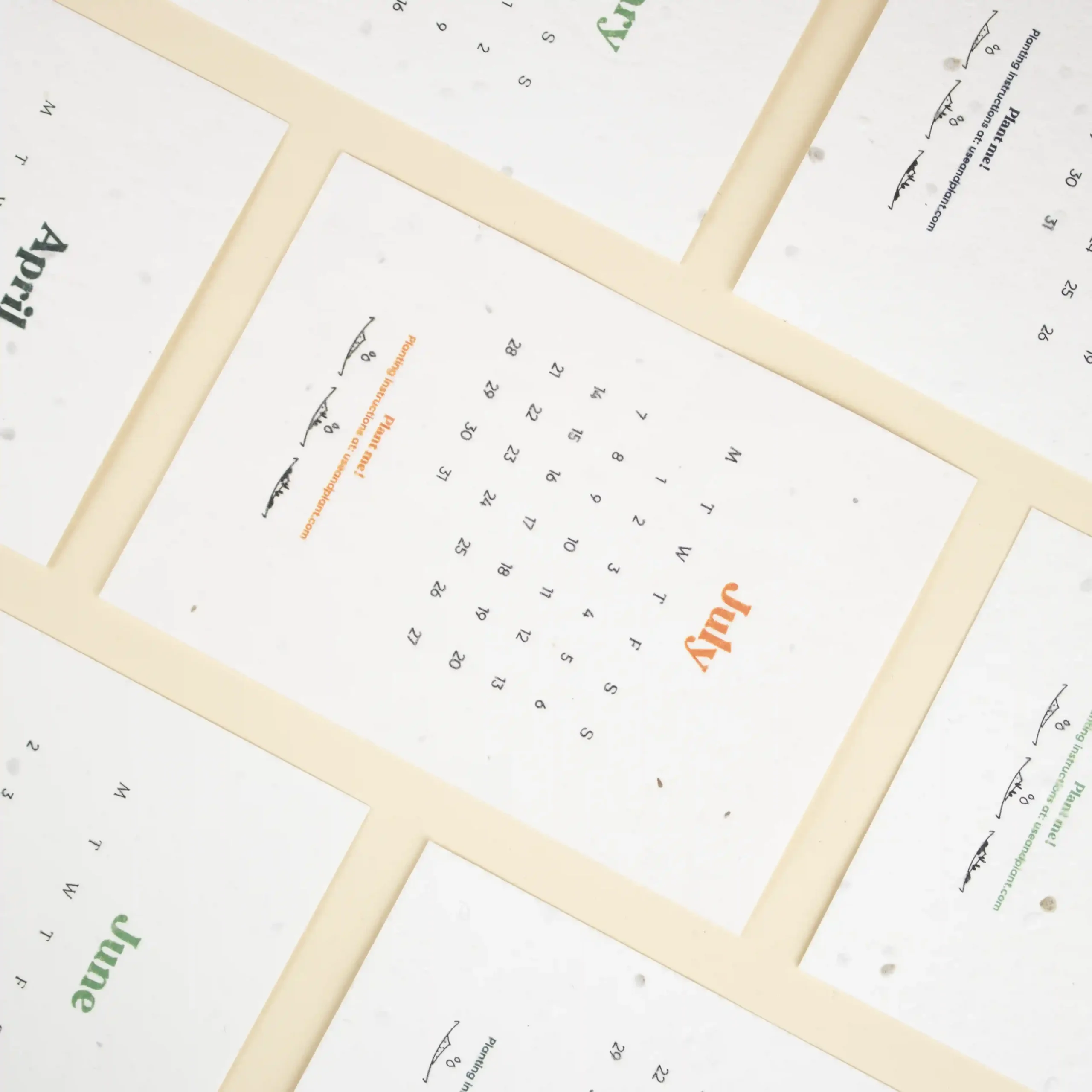 Hojas interiores de un calendario de semillas personalizado