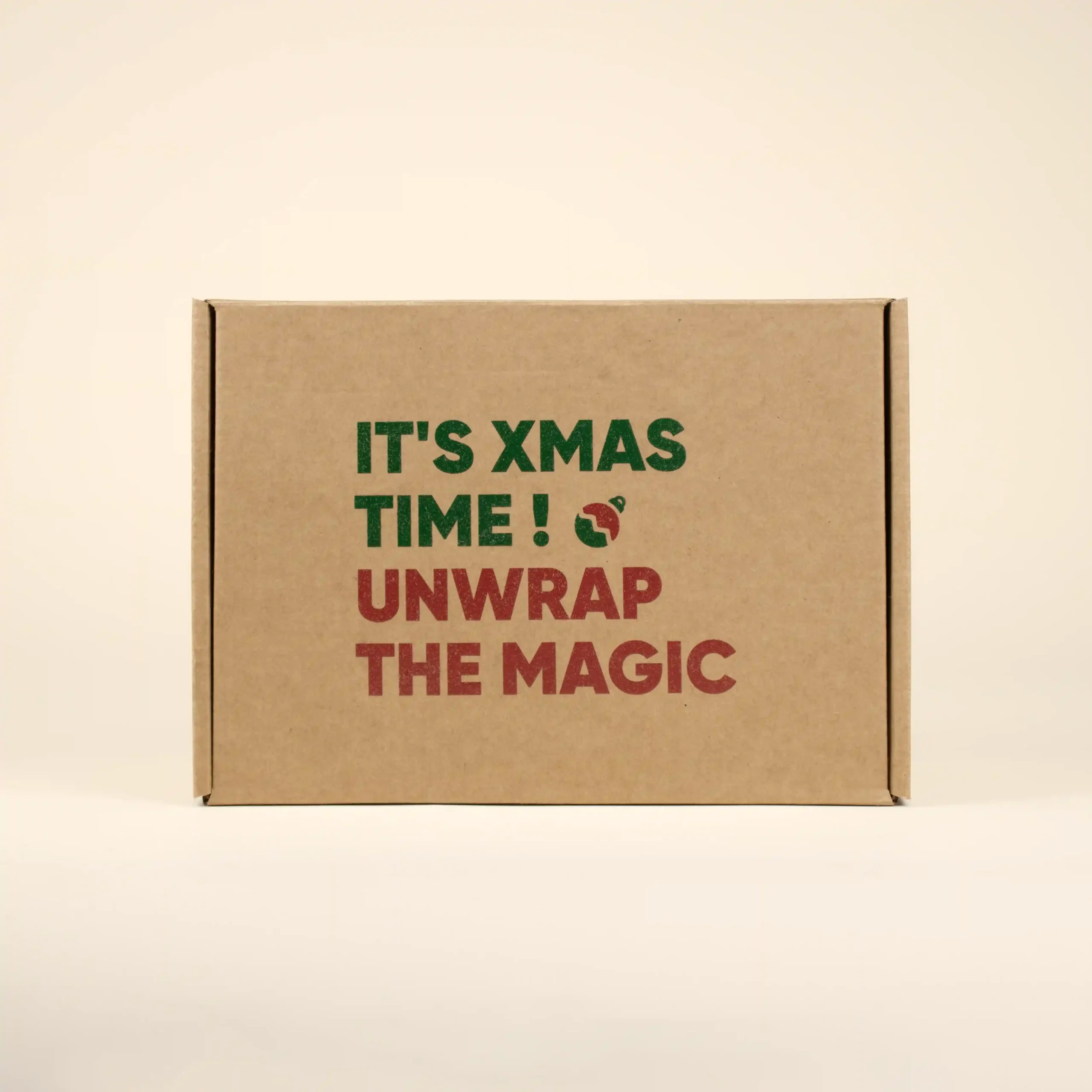 Caja de cartón cerrada personalizada con diseño de regalo de Navidad