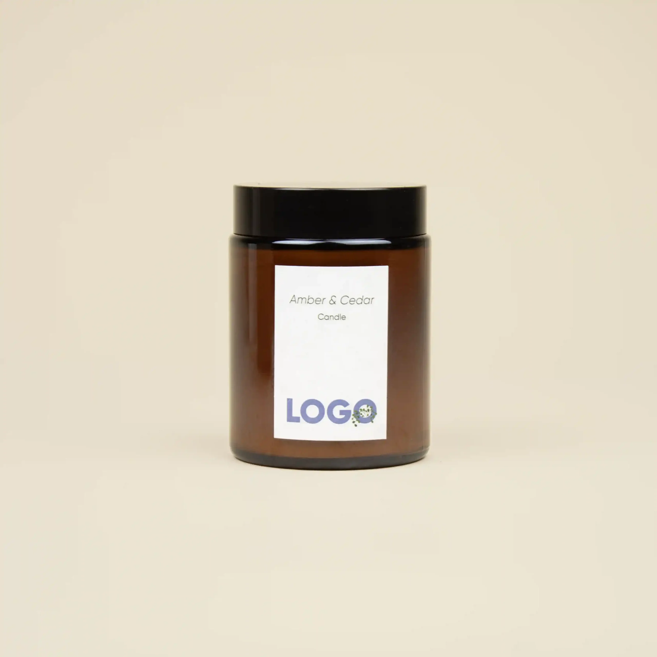 Vela ecológica en tarro de cristal con pegatina personalizada