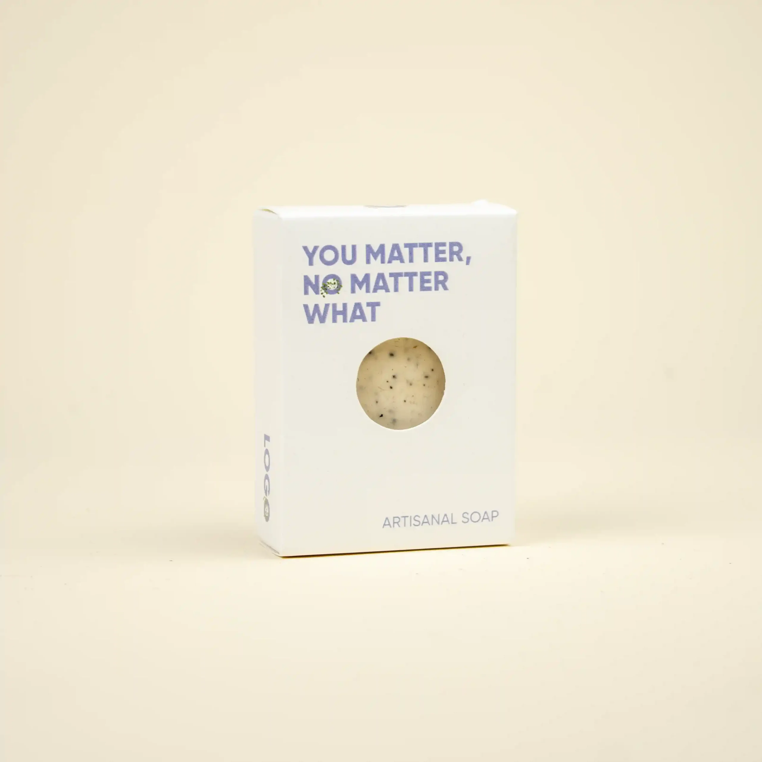 Jabón ecológico con packaging blanco personalizado