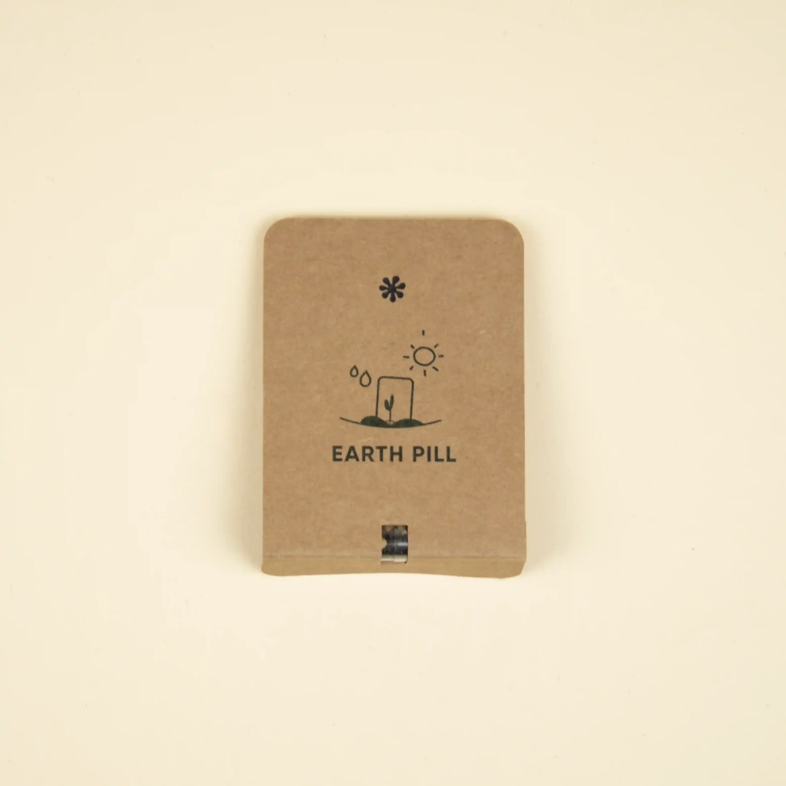 Cápsula biodegradable con semillas en su interior con packaging de cartón kraft personalizado