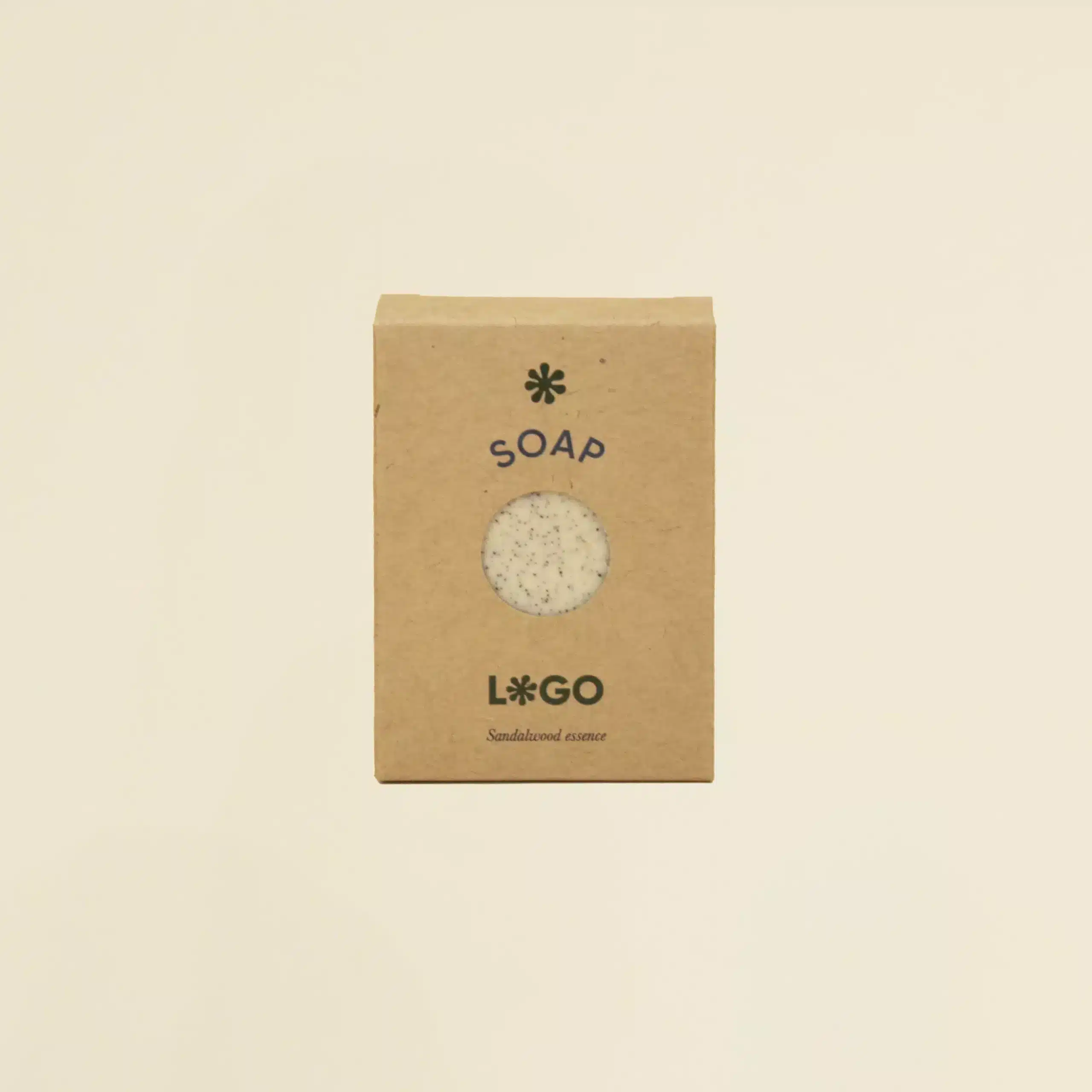 Jabón artesanal dentro una caja marrón kraft personalizada