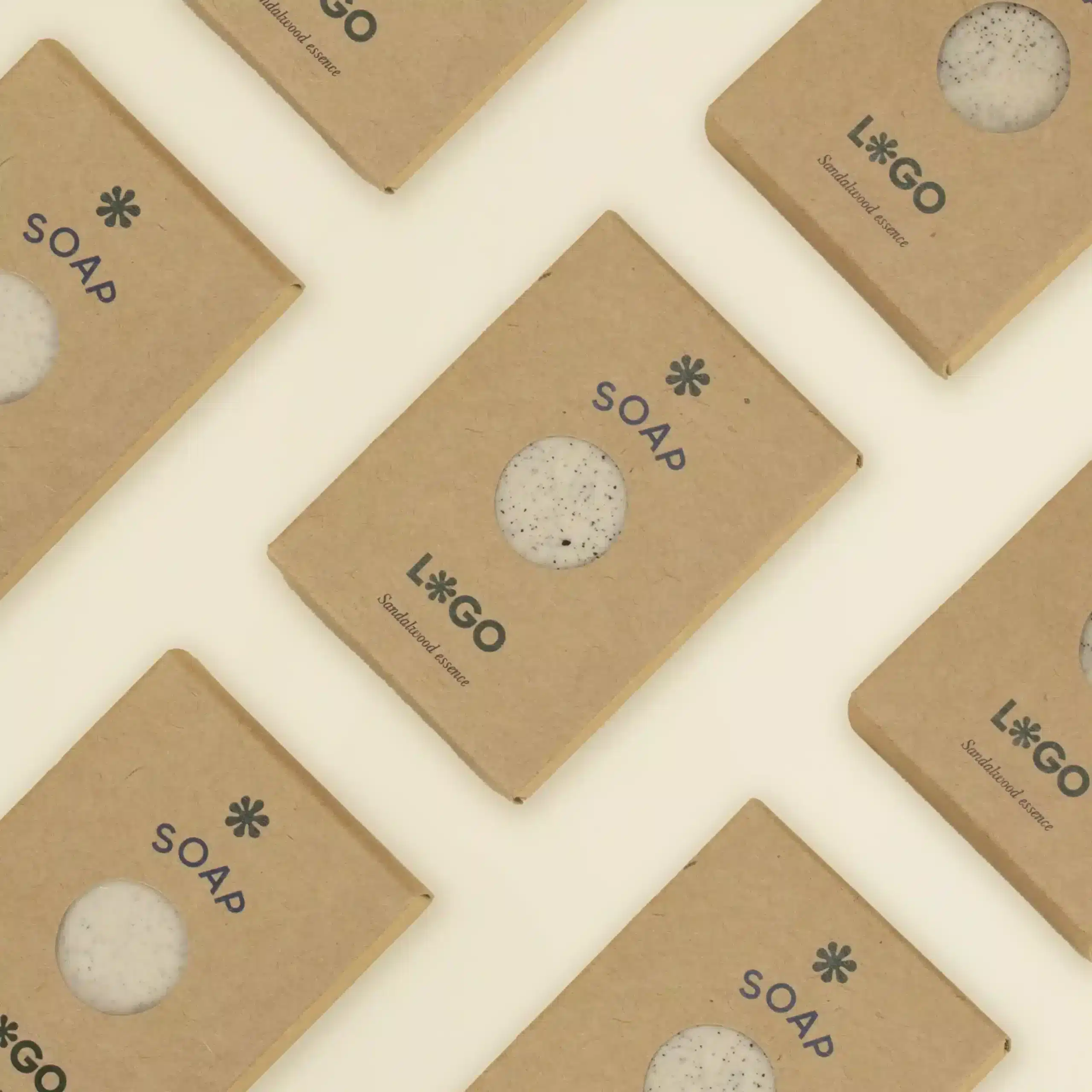 jabones artesanales dentro de cajas kraft marrones personalizadas