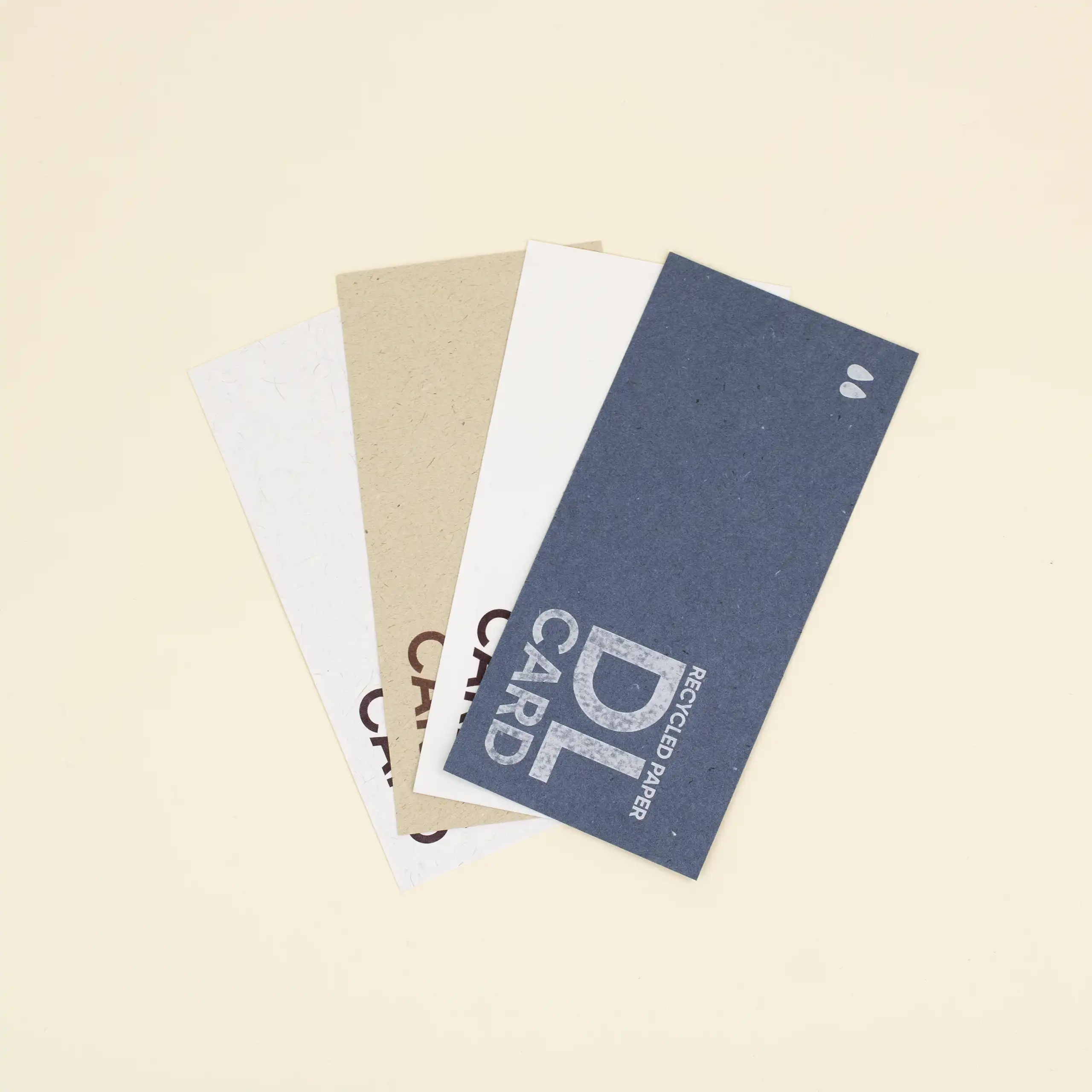 Tarjeta papel ecológico DL Cuatro tarjetas DL impresas en papel ecológico