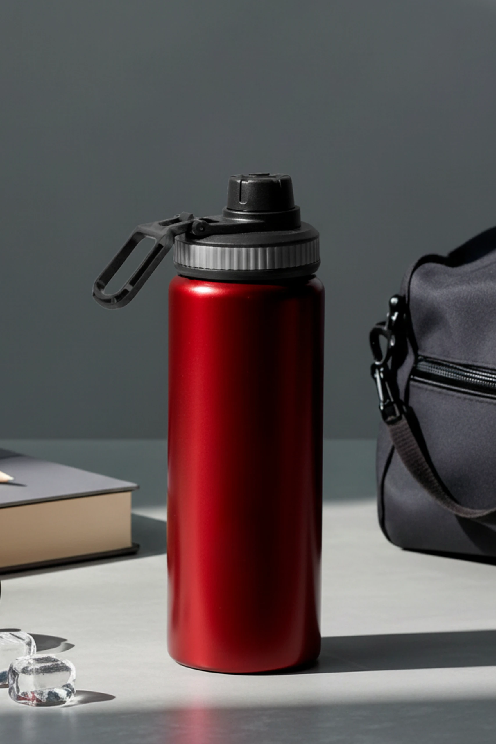 Botella deportiva roja personalizada en aluminio reciclado