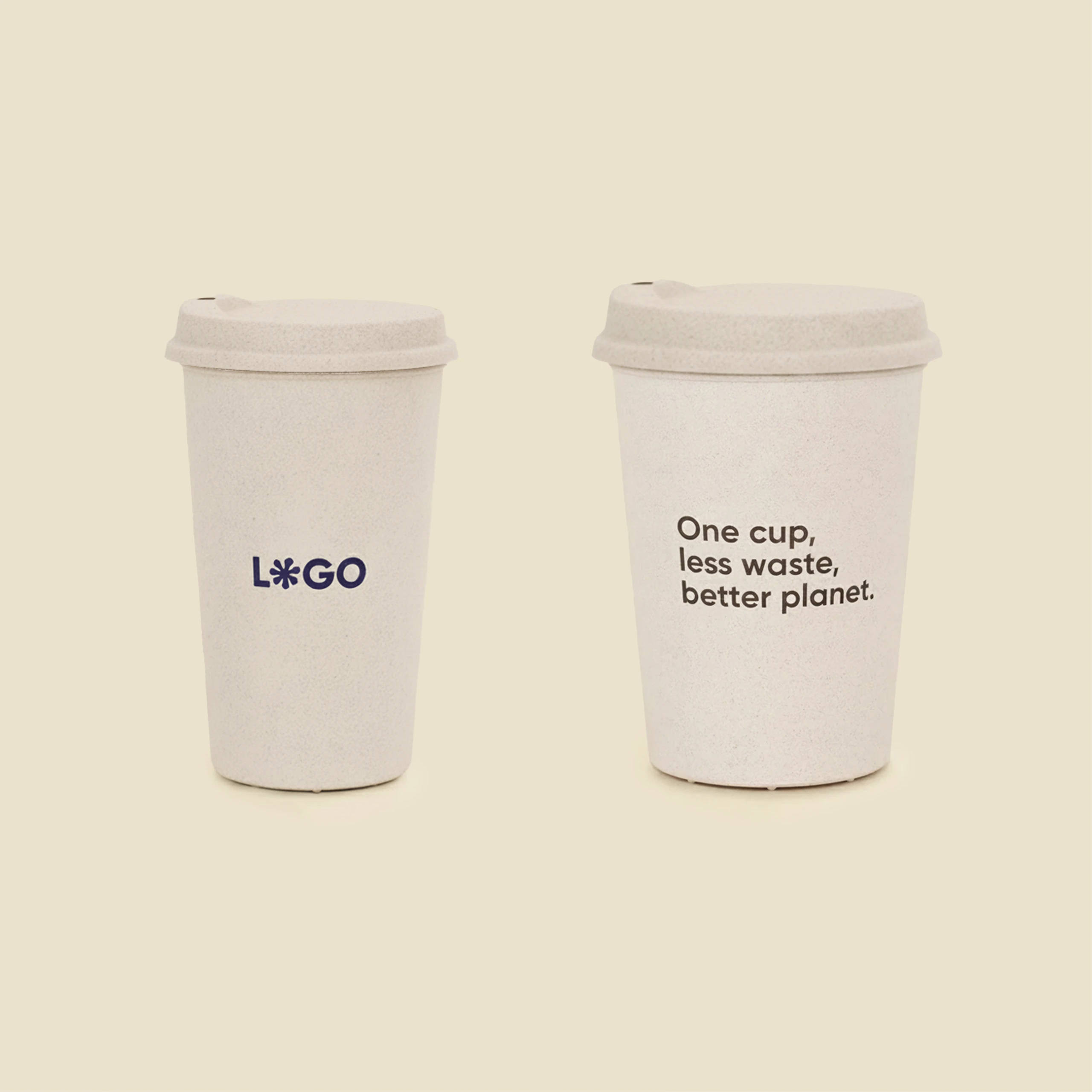 Dos vasos take away con tapa personalizados